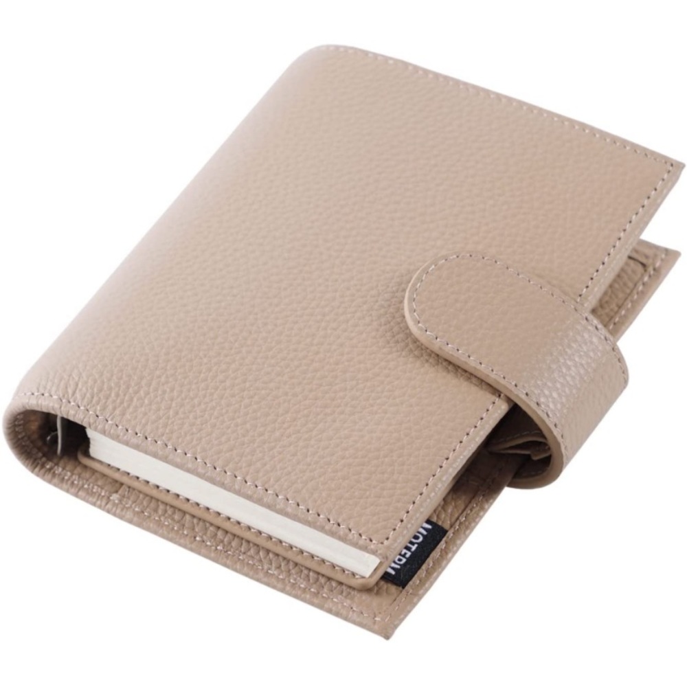 NWT Moterm 19mm rings, pocket, planner, pebble color genuine leather